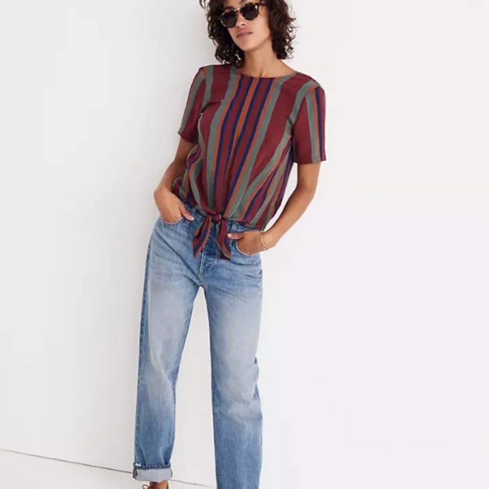 Madewell button back stripe tee